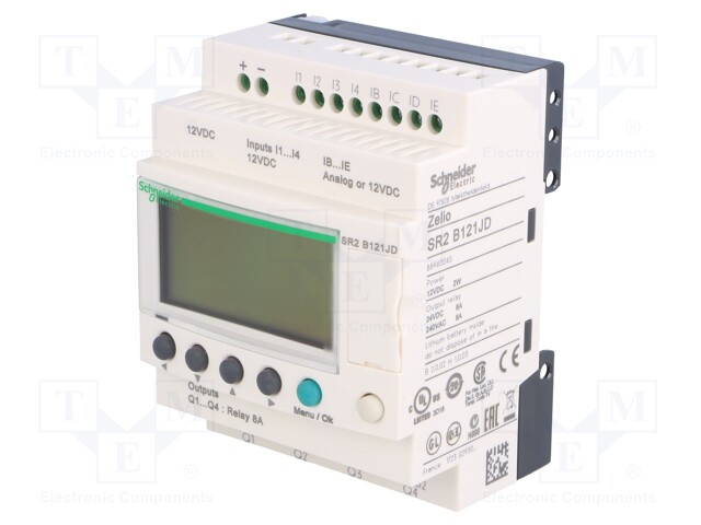 Programmable relay; IN: 8; Anal.in: 4; OUT: 4; OUT 1: relay; 12VDC