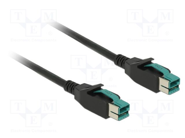 Cable; PoweredUSB plug,both sides; 2m; black; 20AWG,26AWG; 12V