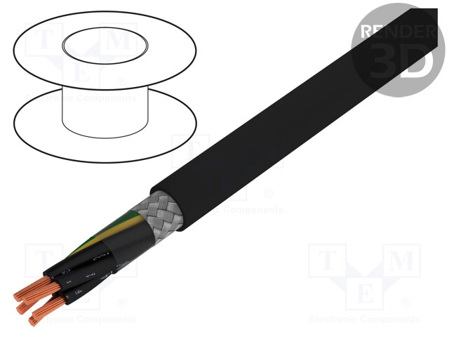 Wire; JZ-500-C; 5G1mm2; tinned copper braid; PVC; black; 300/500V