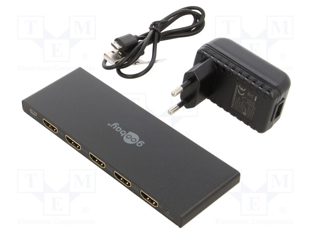 Splitter; HDCP 2.2,HDMI 2.0; black; Out: HDMI socket x4