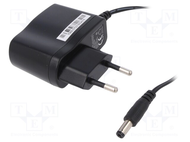 Power supply: switched-mode; 12VDC; 0.5A; Out: 5,5/2,1; 6W; Plug: EU