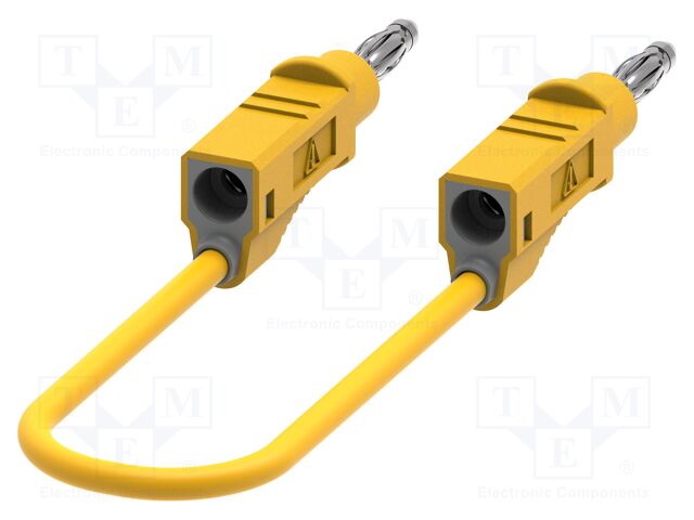 Test lead; 60VDC; 30VAC; 20A; banana plug 4mm,both sides; yellow