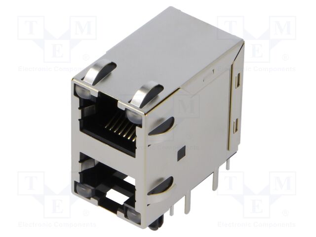 Socket; RJ45; PIN: 8; shielded,with LED; Layout: 8p8c; THT