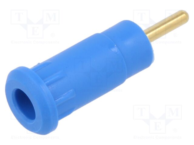 Socket; 2mm banana; 10A; 29mm; blue; soldered,on panel; insulated