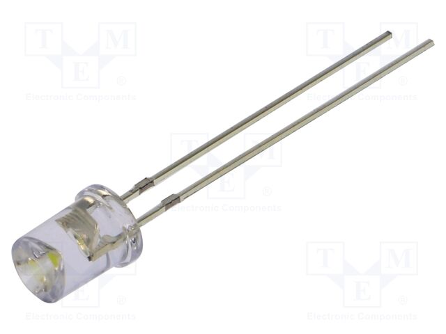 LED; white cold; 5mm; 750mcd; 120°; Front: recessed; 5VDC; -30÷85°C