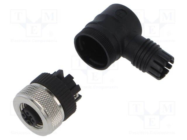 Connector: M12; plug; female; angled; PIN: 3; 0.75mm2; 125V; 4A; IP67