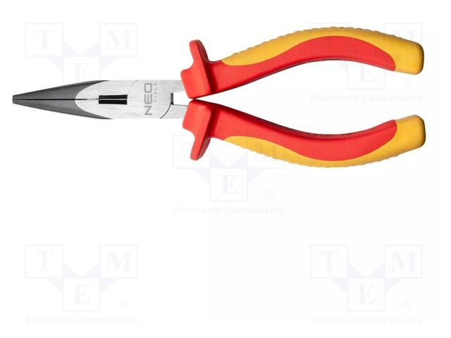 Pliers; insulated,straight,half-rounded nose,universal; 160mm