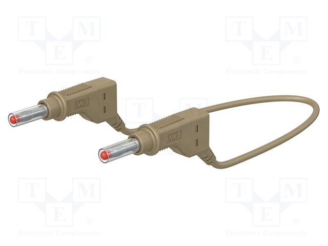 Test lead; 19A; banana plug 4mm,both sides; Len: 1m; brown