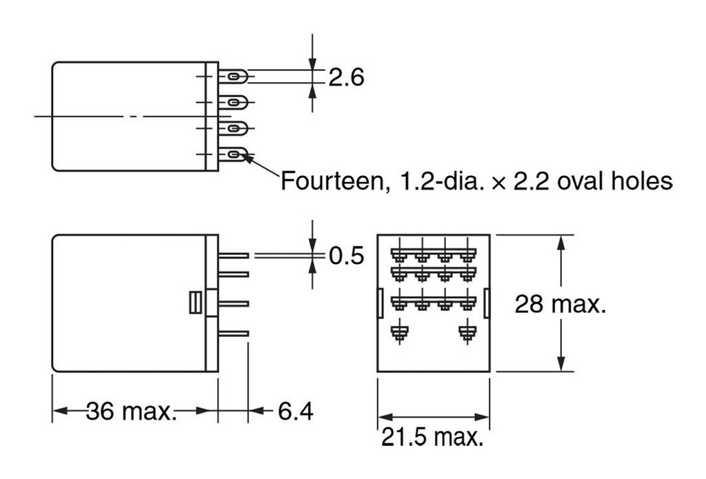 Relay: electromagnetic; 4PDT; Ucoil: 48VAC; Icontacts max: 6A; MY4
