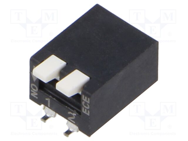 Switch: DIP-SWITCH; Poles number: 2; OFF-ON; 25mA/24VDC; Pos: 2/2