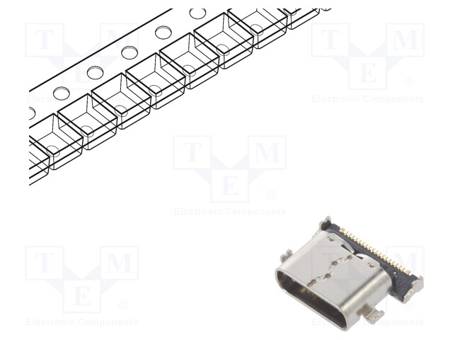 Socket; USB C; CX; on PCBs; SMT; PIN: 24; horizontal; USB 3.0