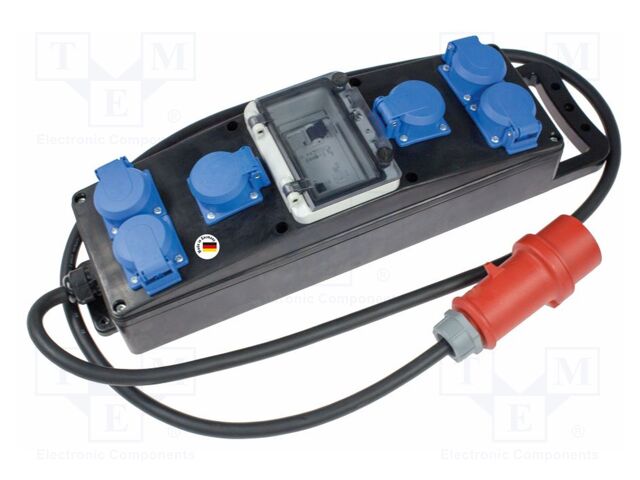 Extension lead; 5G2.5mm2; three-phase,with flap,with holder