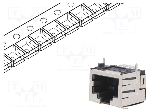 Socket; RJ45; PIN: 8; Cat: 5; shielded; Layout: 8p8c; SMT; horizontal