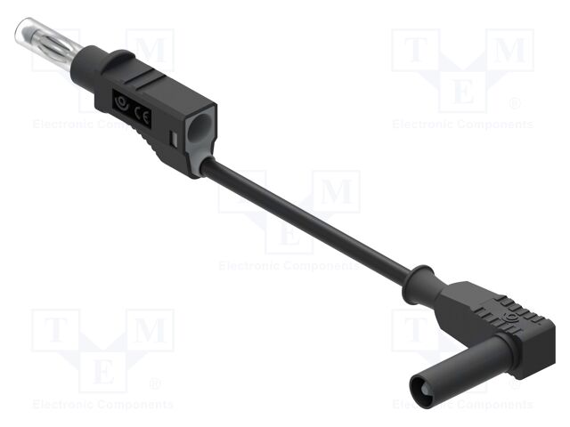 Test lead; 12A; banana plug 4mm,angular banana plug 4mm; Len: 1m