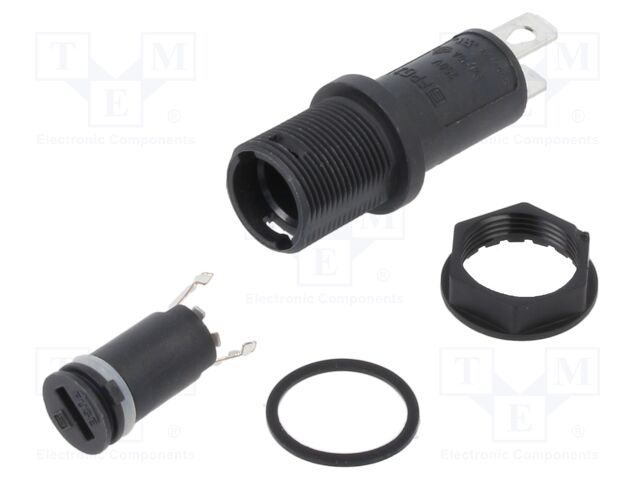 Fuse holder; cylindrical fuses; 5x20mm; 10A; Mounting: on panel