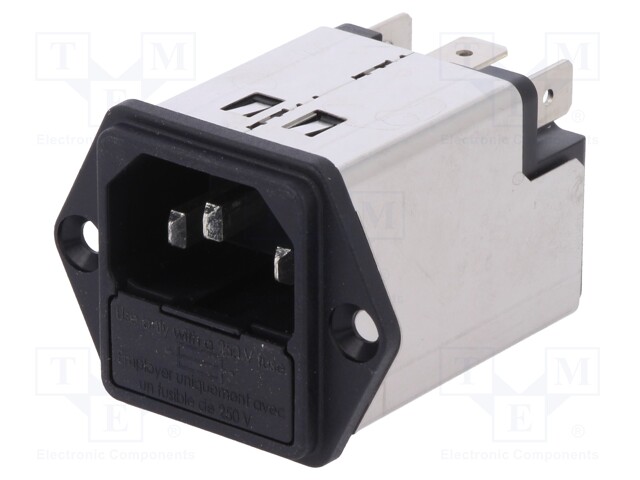 Connector: AC supply; socket; male; 10A; 250VAC; IEC 60320; 0.4mH
