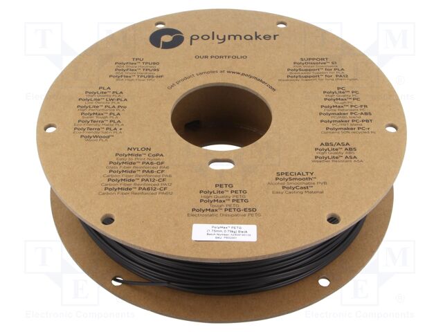 Filament: PET-G Tough; 1.75mm; black; 230÷240°C; 750g; PolyMax™