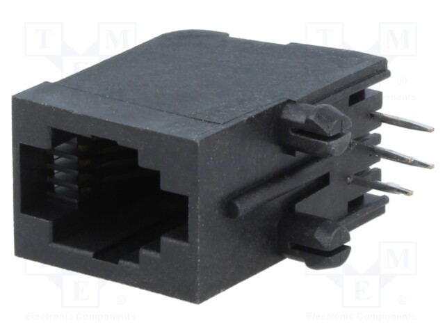 Socket; RJ9; PIN: 4; Cat: 5; Layout: 4p4c; THT; angled