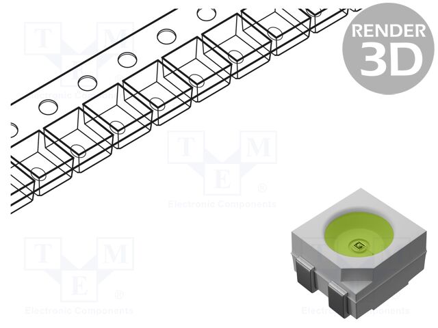 LED; SMD; 3528,PLCC4; blue (ice blue); 9lm; 3000mcd; 3.5x2.8x1.9mm