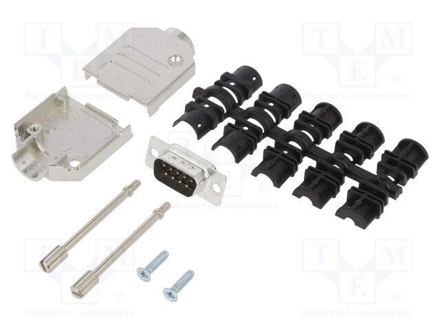 D-Sub; PIN: 9; male; shielded; straight; soldering; for cable