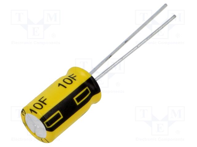 Supercapacitor; THT; 10F; 2.5÷3.8VDC; ±20%; Ø8x14mm; 1.4A; -25÷70°C