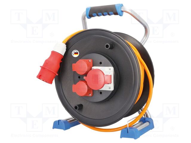 Extension lead; 5G2.5mm2; Sockets: 3; PUR; orange; 25m; 16A; Xperts