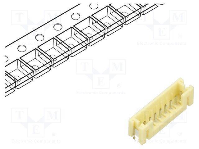 Socket; wire-board; male; PH; 2mm; PIN: 8; pick and place; SMT; 100V