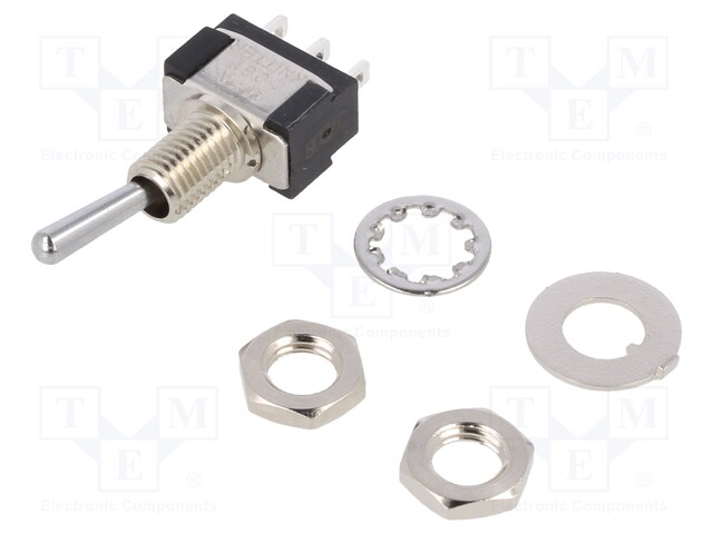 Switch: toggle; Pos: 2; SPDT; (ON)-ON; 6A/125VAC; 6A/6VDC; -45÷140°C