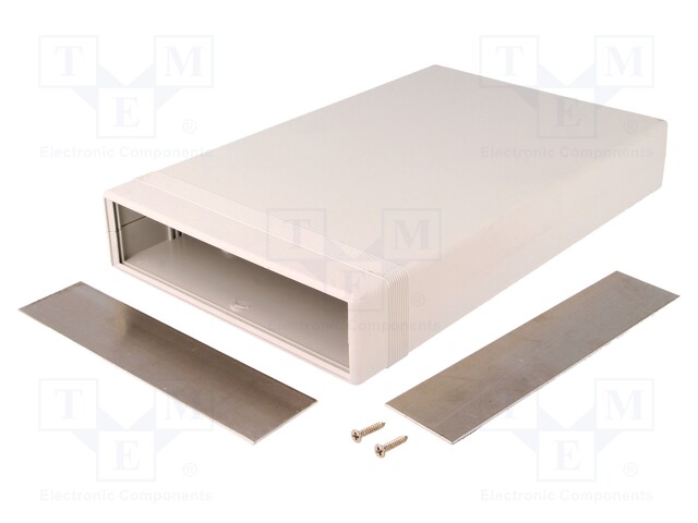 Enclosure: with panel; 1598; X: 160mm; Y: 250mm; Z: 40mm; ABS; grey