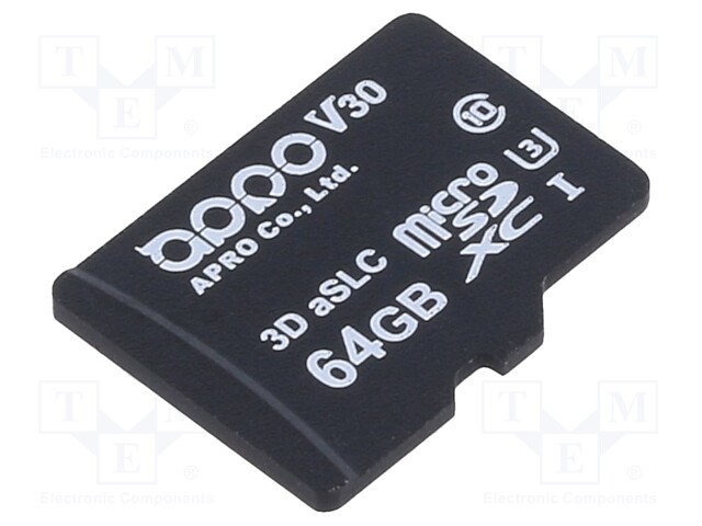 Memory card; industrial; 3D aSLC,microSDXC; 64GB; -25÷85°C