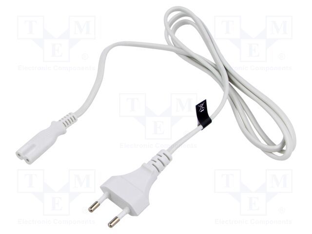 Cable; 2x0.75mm2; CEE 7/16 (C) plug,IEC C7 female; PVC; 1.5m