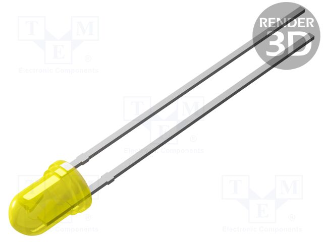 LED; yellow; 3mm; 20mcd; 40°; 2VDC