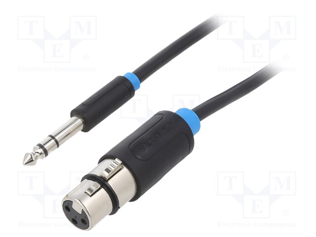 Cable; Jack 6.5mm plug; 10m; Plating: nickel plated; black