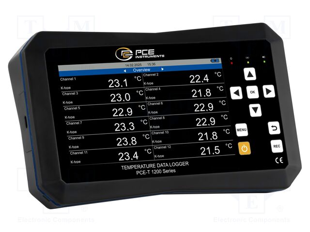 Data logger; IP52; Display: LCD 7"; Interface: USB C; 145x248mm