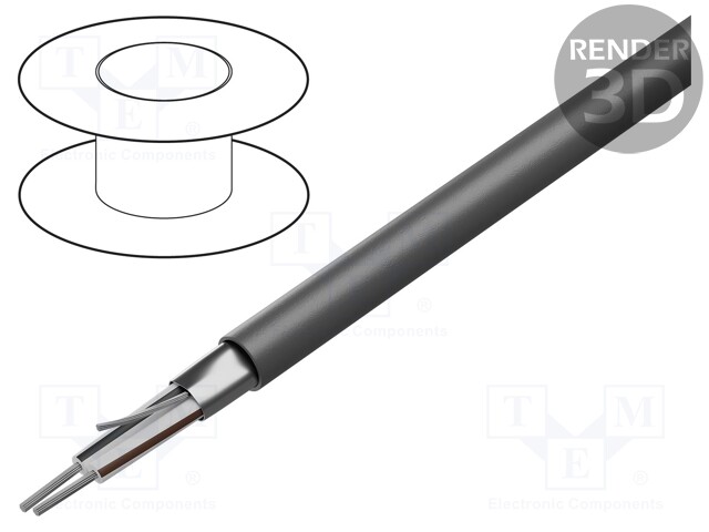 Wire; Pro-Tekt; 1x2x28AWG; shielded,Al foil; PVC; dark grey; 300V