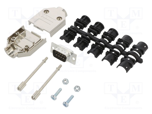 D-Sub; PIN: 9; male; shielded,metalized; straight; soldering