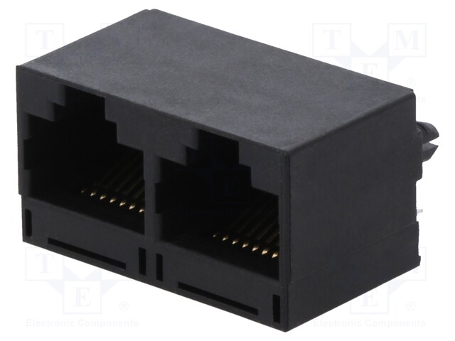 Socket; RJ45; PIN: 8; Cat: 5; Layout: 8p8c; THT; angled