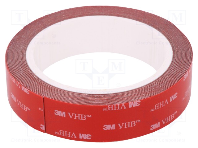 Tape: fixing; W: 25mm; L: 5m; D: 0.6mm; acrylic; grey; max.230°C