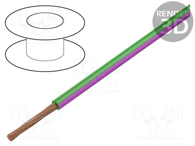 Wire; H05V-K,LgY; stranded; Cu; 2.5mm2; PVC; green-pink; 300V,500V