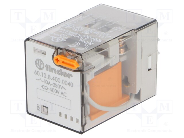Relay: electromagnetic; DPDT; Ucoil: 400VAC; 10A/250VAC; 10A/30VDC