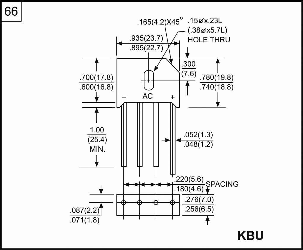 Bridge rectifier: single-phase; Urmax: 400V; If: 10A; Ifsm: 200A