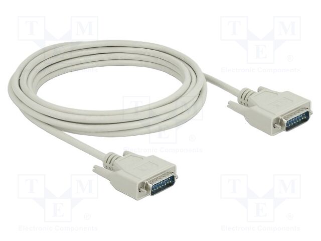Cable; D-Sub 15pin plug,both sides; Len: 5m; beige; Øcable: 6mm