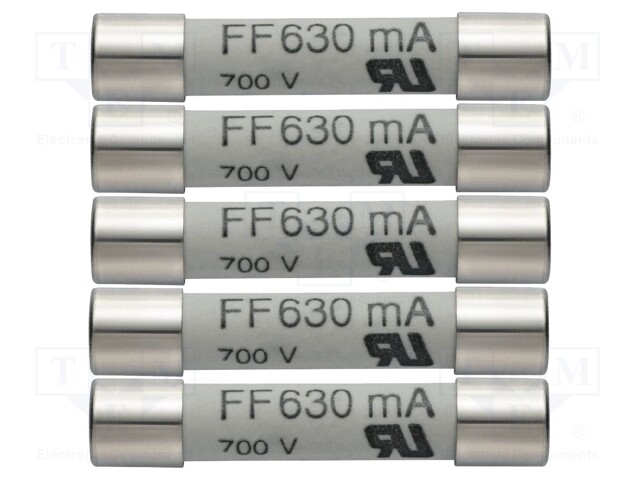 Fuse; 12g; 6x32mm; TESTO760-1,TESTO760-2; 600V; 630mA; 5pcs.