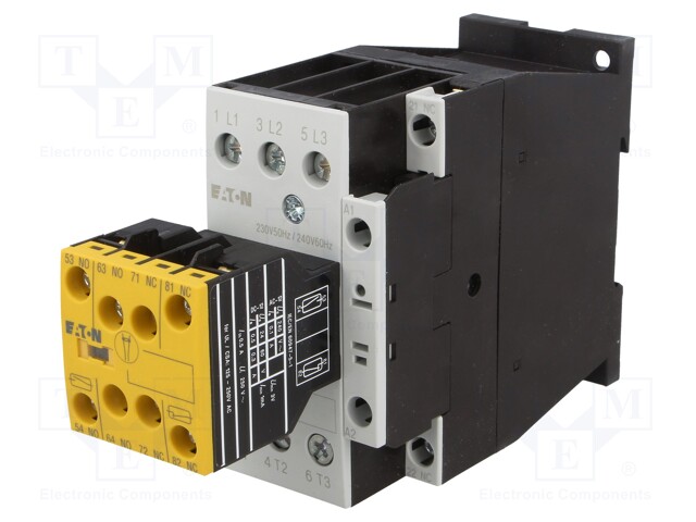 Contactor: 3-pole; NO x3; Auxiliary contacts: NC x2,NO,NO + NC