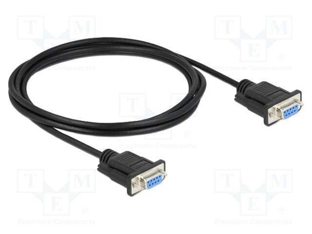 Cable; D-Sub 9pin socket,both sides; PVC; Len: 2m; black