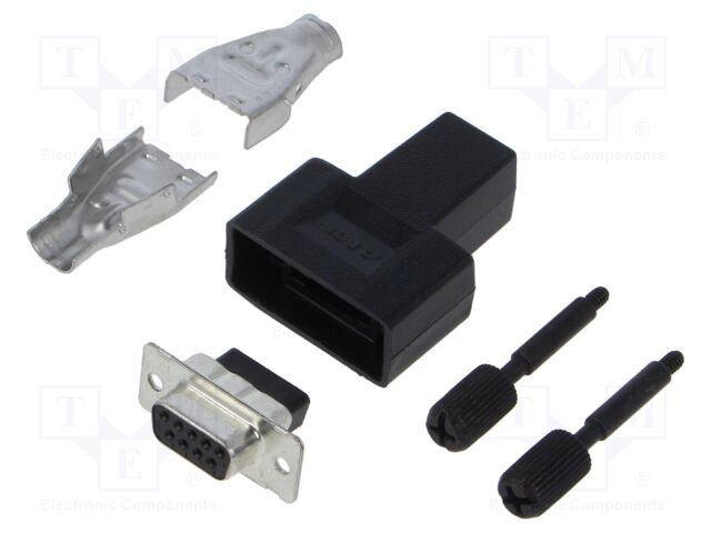 D-Sub; female; straight; black; UNC4-40; Enclos.mat: plastic