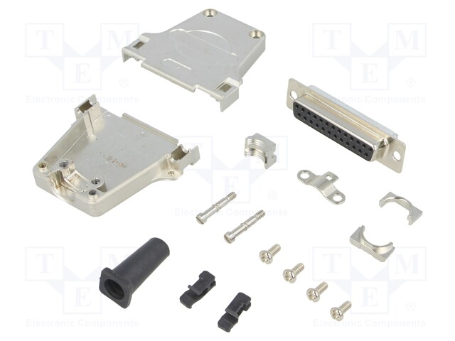 D-Sub; PIN: 25; plug; female; shielded; soldering; for cable; black