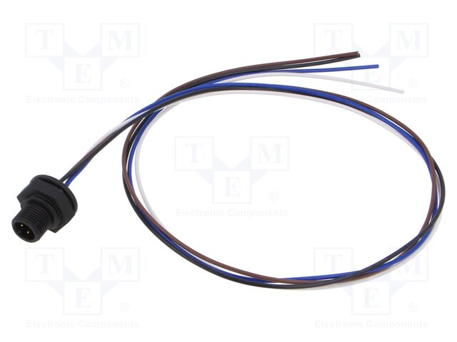 Connector: M12; socket; male; straight; with lead; PIN: 4; 0.34mm2