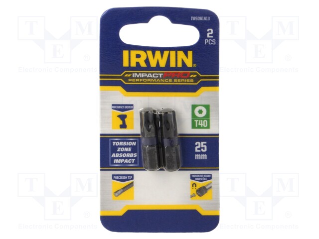 Screwdriver bit; Torx®; TX40; Mounting: 1/4" (C6,3mm); 2pcs.
