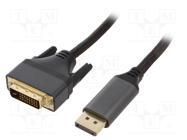 Cable; DisplayPort plug,DVI-D (24+1) plug; 1.8m; black